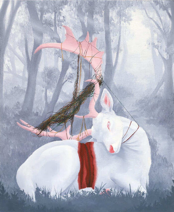 Tangled Vesiohenteiset öljyt mdf-pohjalle. 60x70cm, 2018